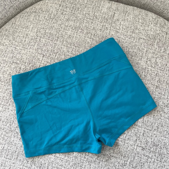 Turquoise Workout Short Shorts - Picture 2 of 3